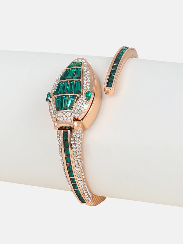 The Luxe Crystal Watch - Emerald Rose