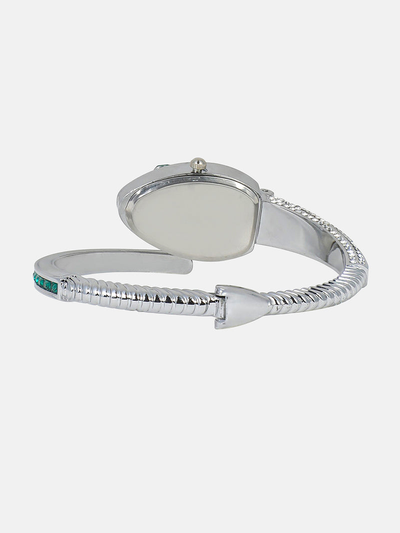 The Luxe Crystal Watch - Emerald Silver