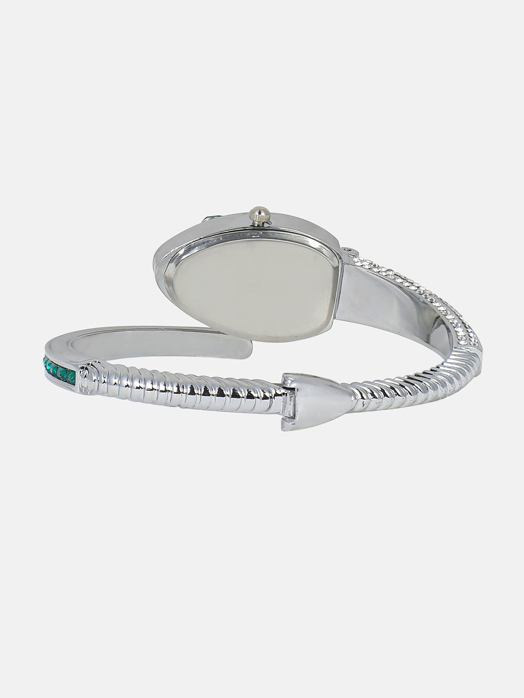 The Luxe Crystal Watch - Emerald Silver