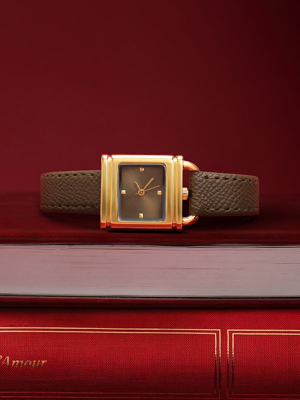 The Vintage Square Watch - Cocoa Brown