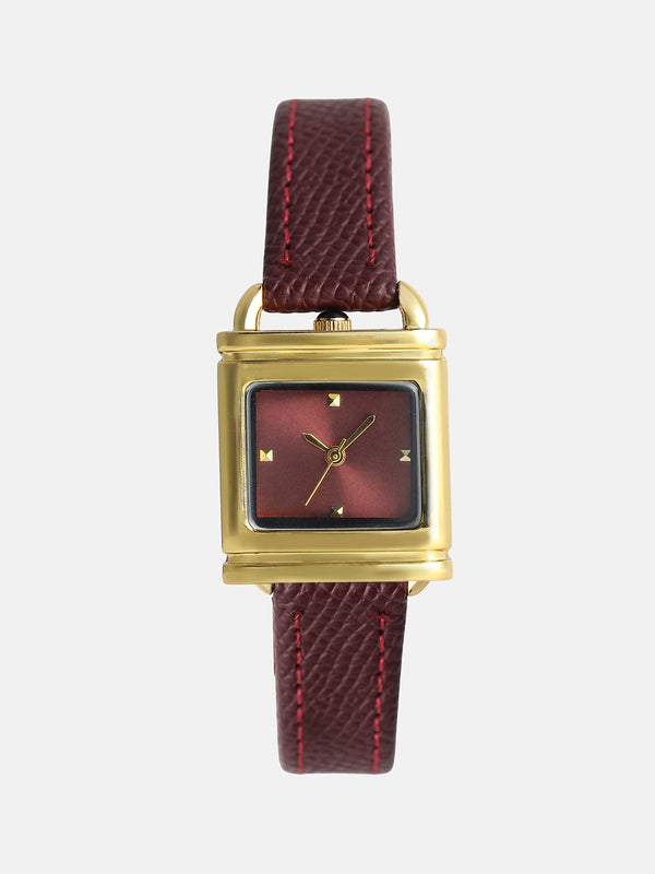 The Vintage Square Watch - Crimson Red
