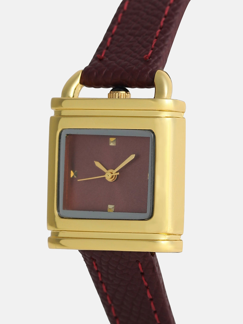 The Vintage Square Watch - Crimson Red