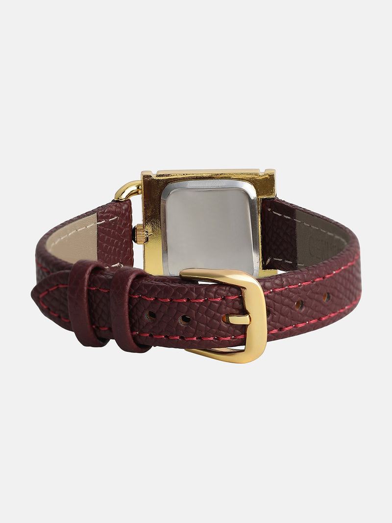 The Vintage Square Watch - Crimson Red
