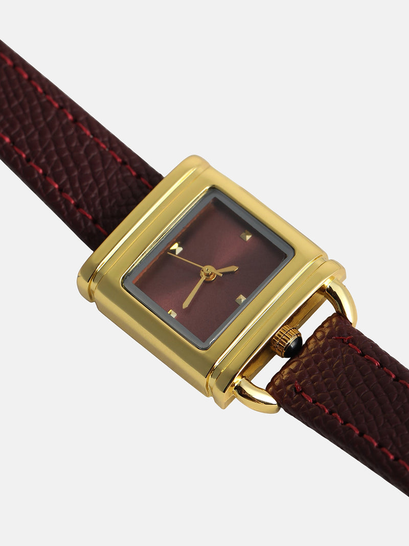 The Vintage Square Watch - Crimson Red