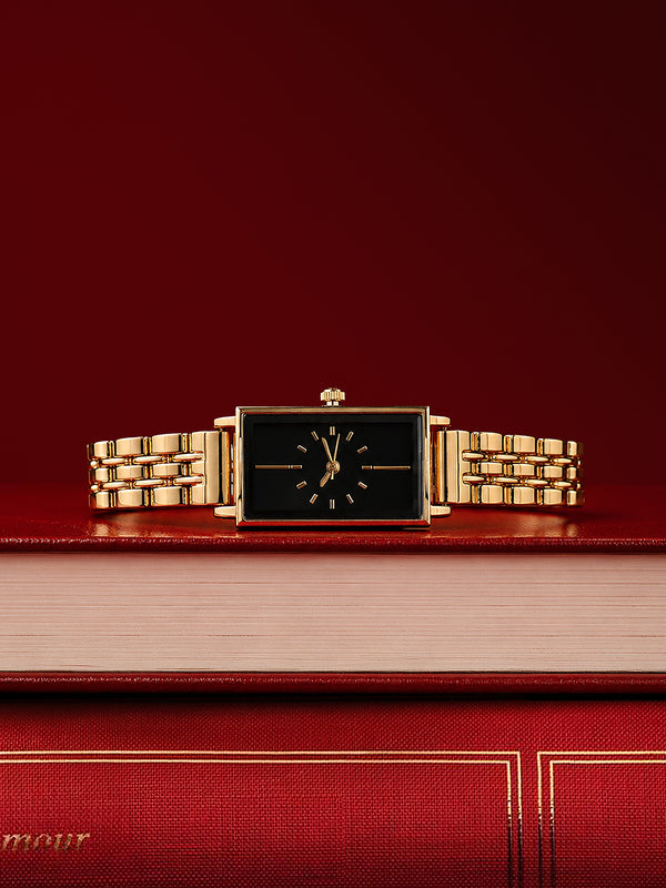 The Minimal Rectangle Watch - Midnight Gold