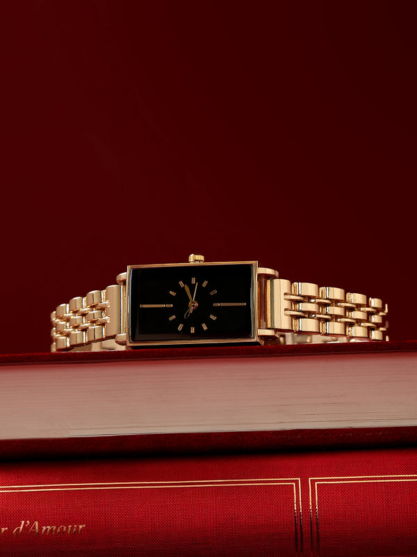 The Minimal Rectangle Watch - Midnight Gold