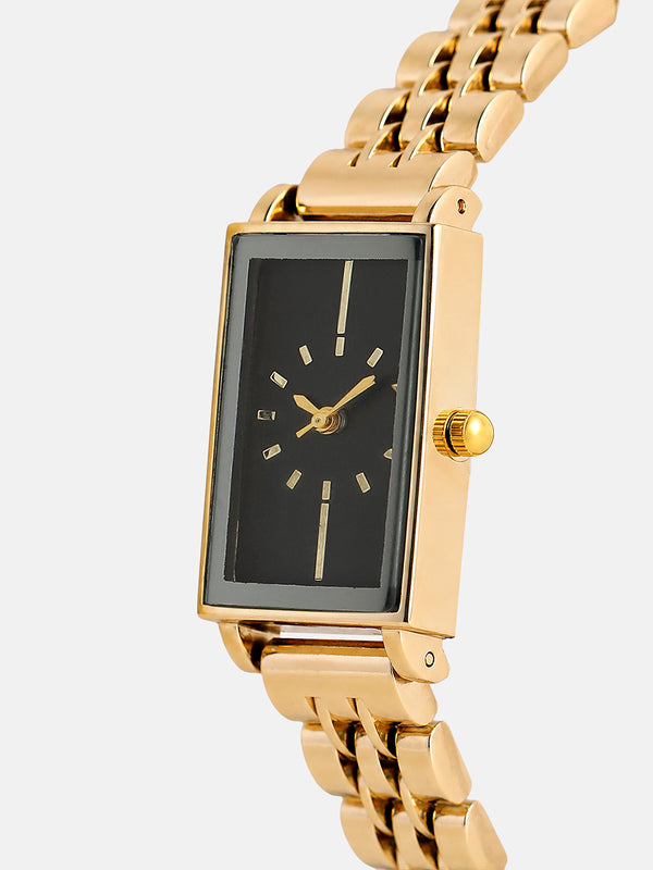 The Minimal Rectangle Watch - Midnight Gold