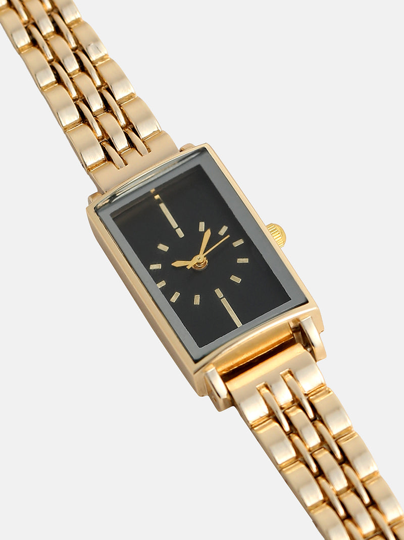 The Minimal Rectangle Watch - Midnight Gold