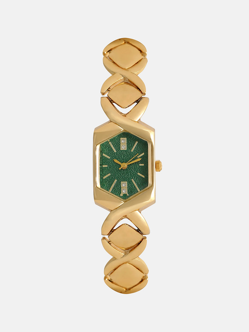 The Emerald Geometry Watch - Vintage Gold