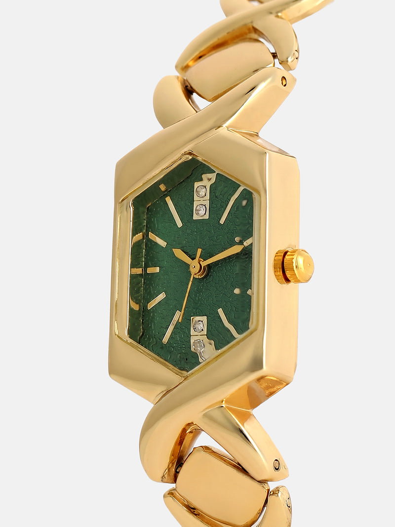 The Emerald Geometry Watch - Vintage Gold