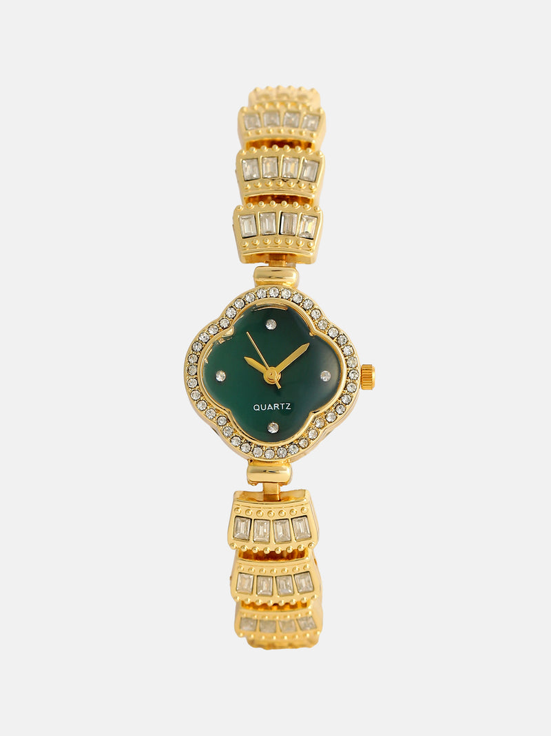 The Emerald Crystal Bracelet Watch - Gold