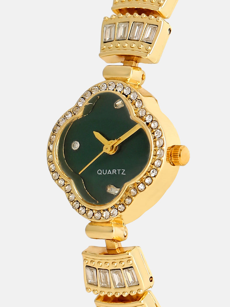 The Emerald Crystal Bracelet Watch - Gold