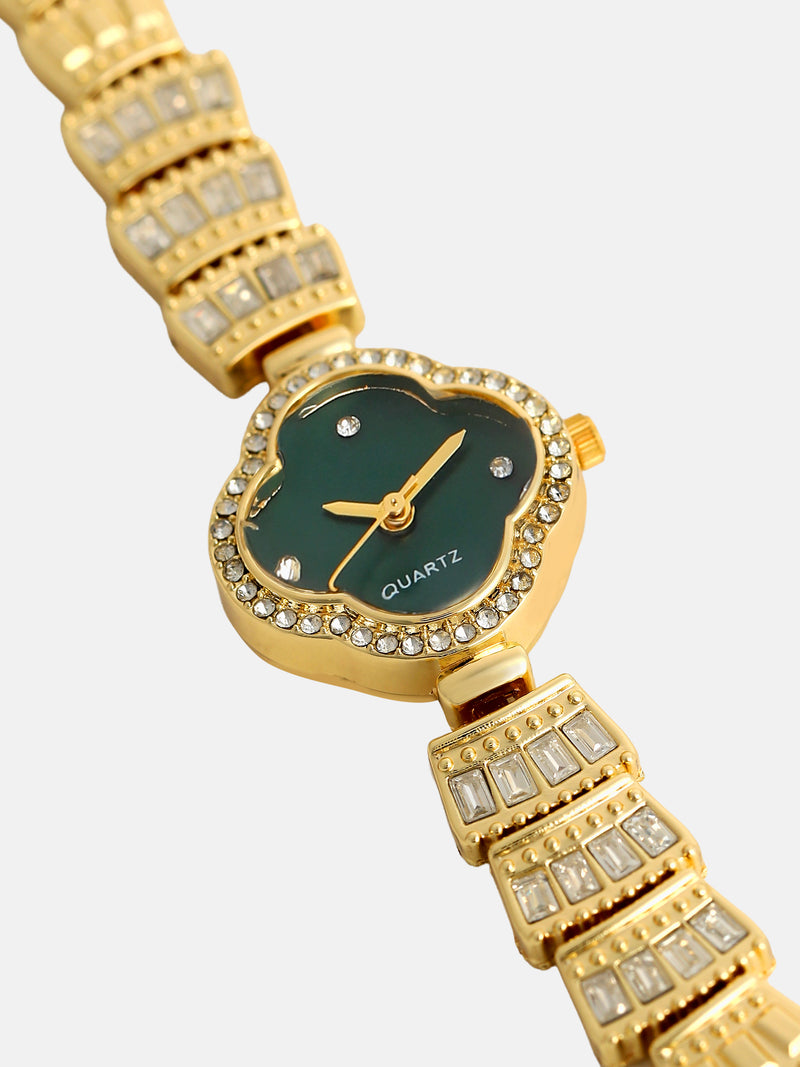The Emerald Crystal Bracelet Watch - Gold