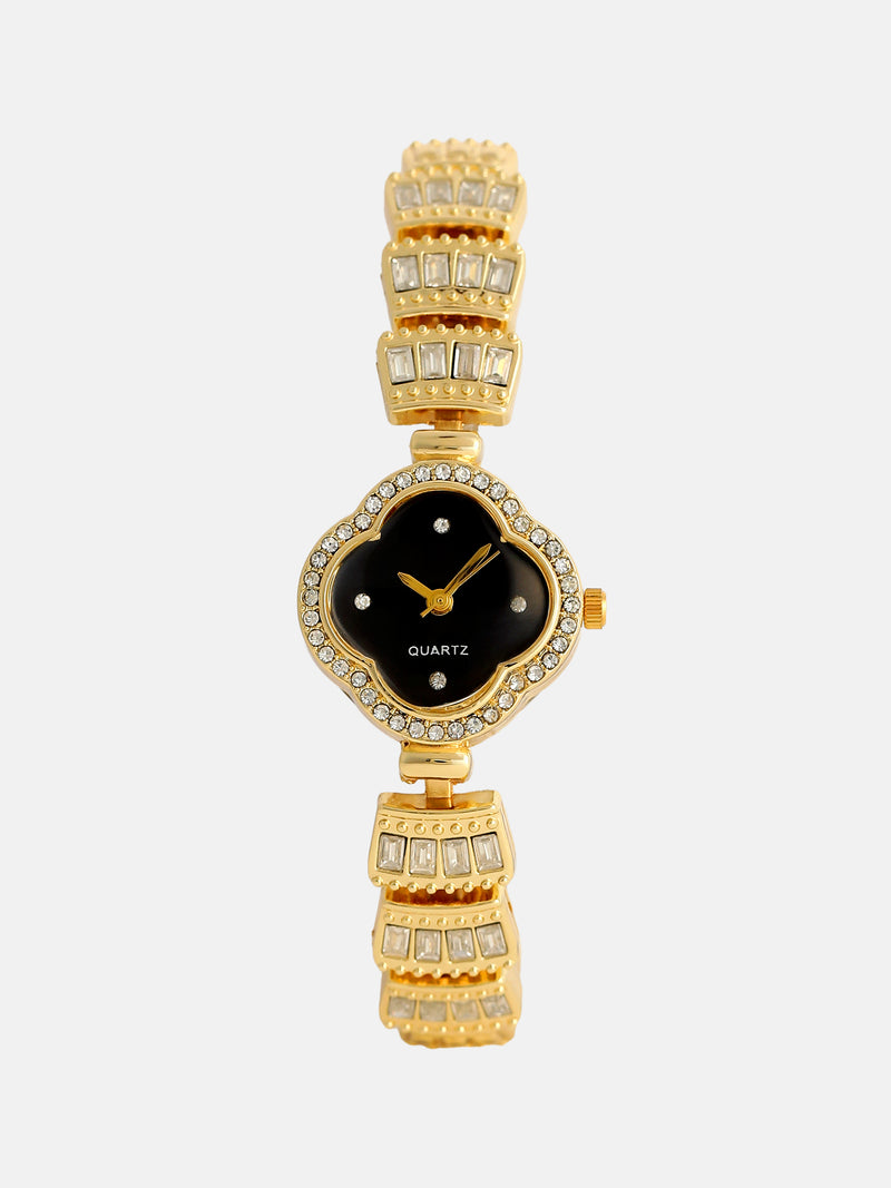 The Emerald Crystal Bracelet Watch - Gold