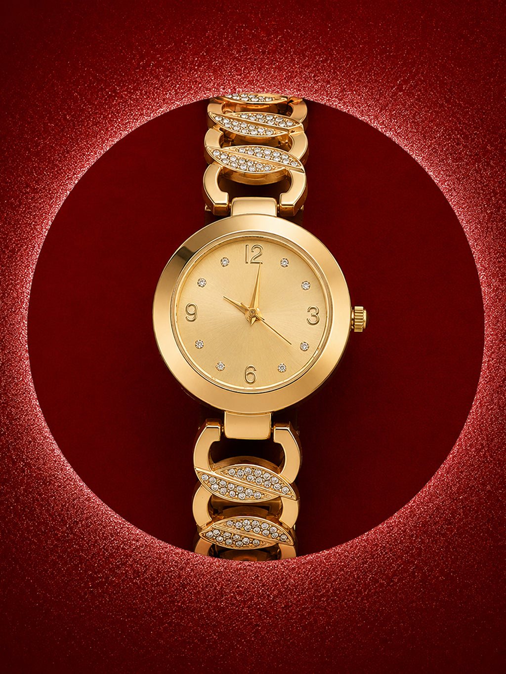 The Golden Radiance Crystal  Analog Watch