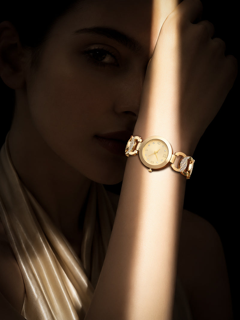 The Golden Radiance Crystal  Analog Watch