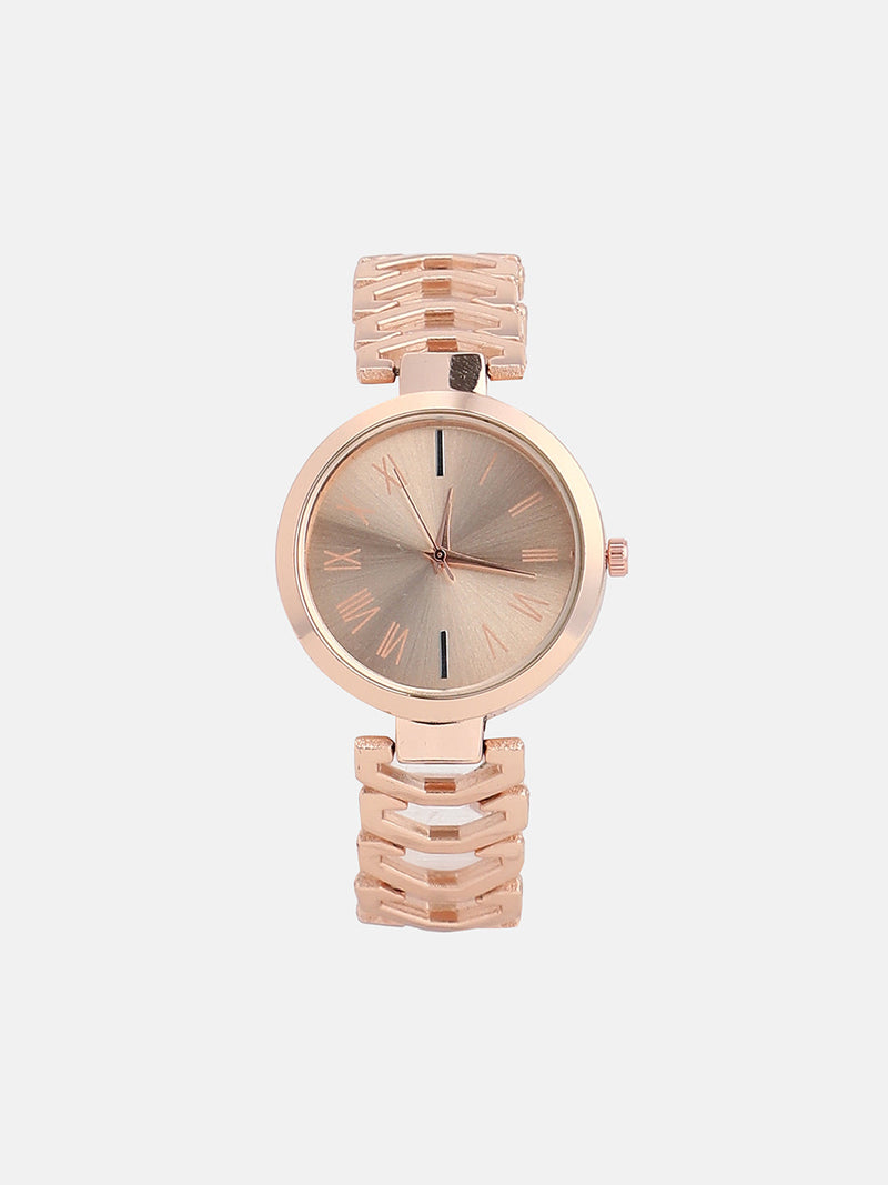The Commute Round Watch - Rose Gold