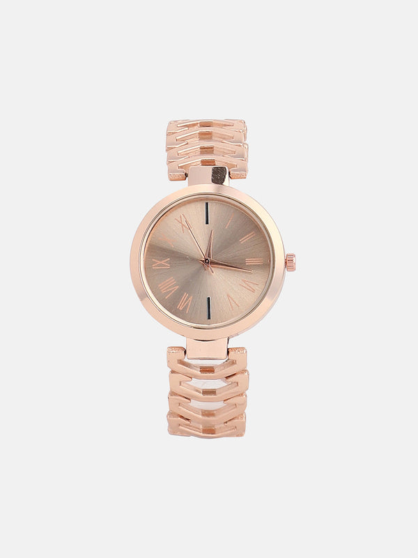 The Commute Round Watch - Rose Gold