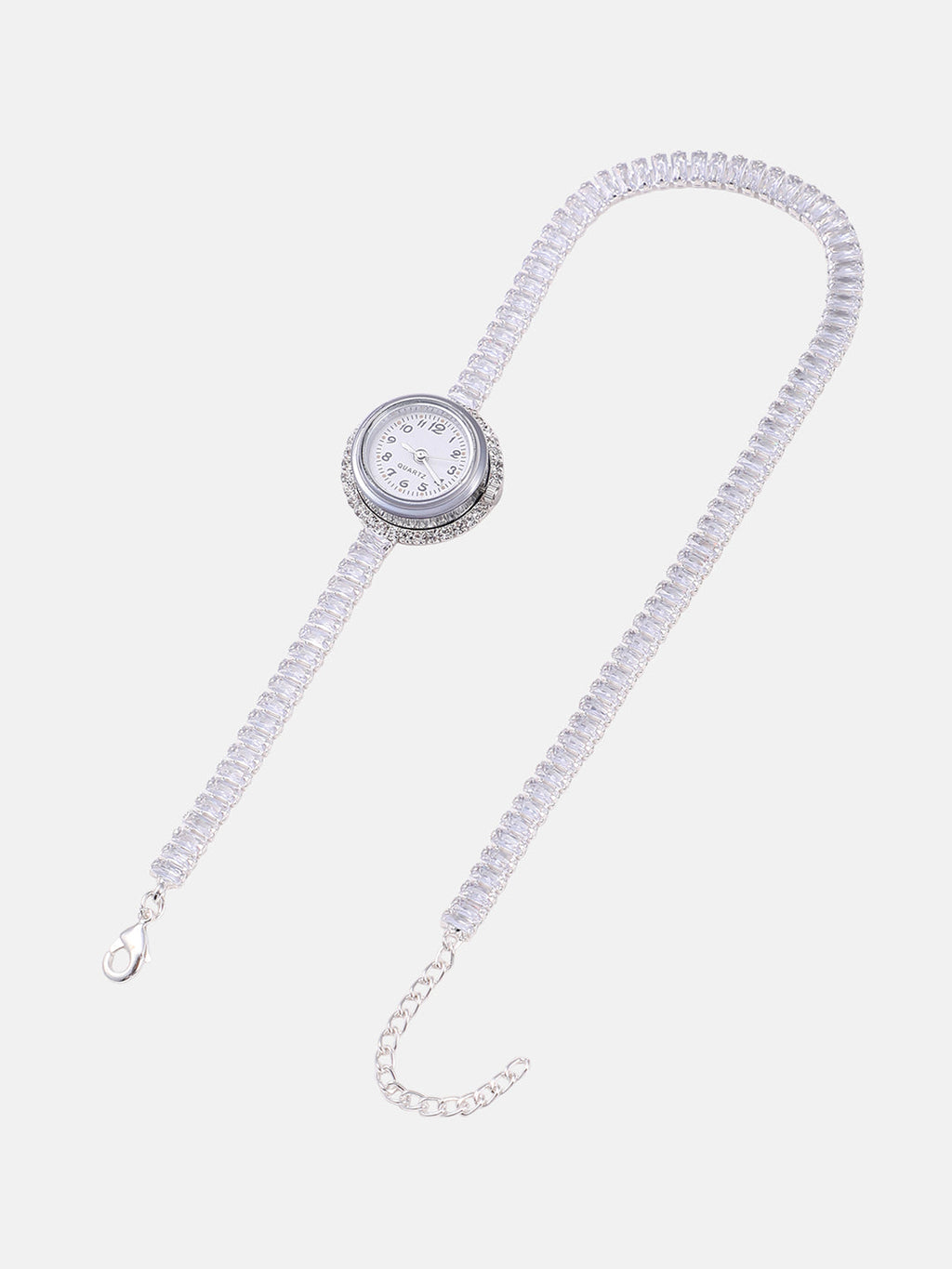 The Crystalized Wrap Round Watch  - Metallic Silver