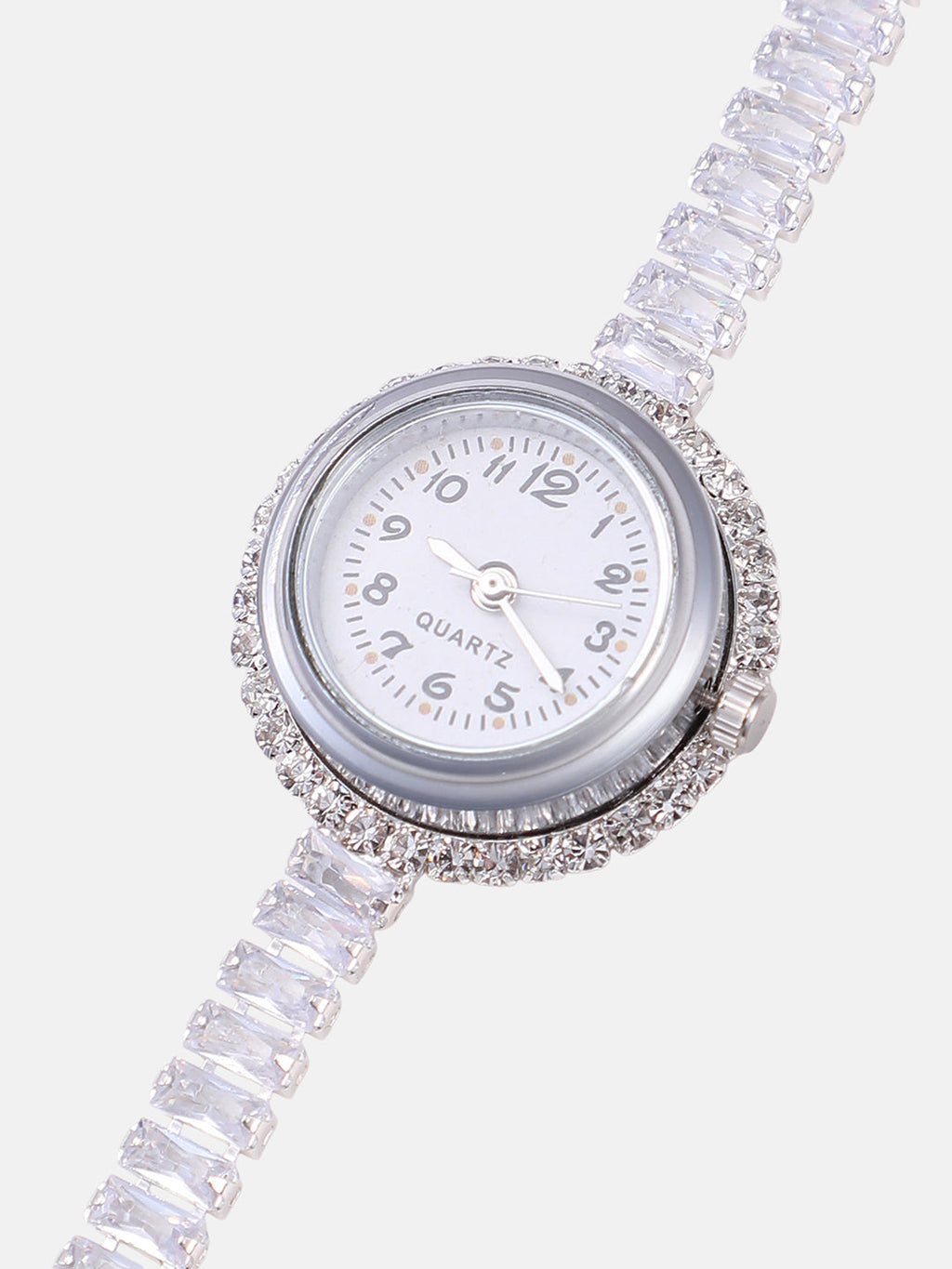 The Crystalized Wrap Round Watch  - Metallic Silver