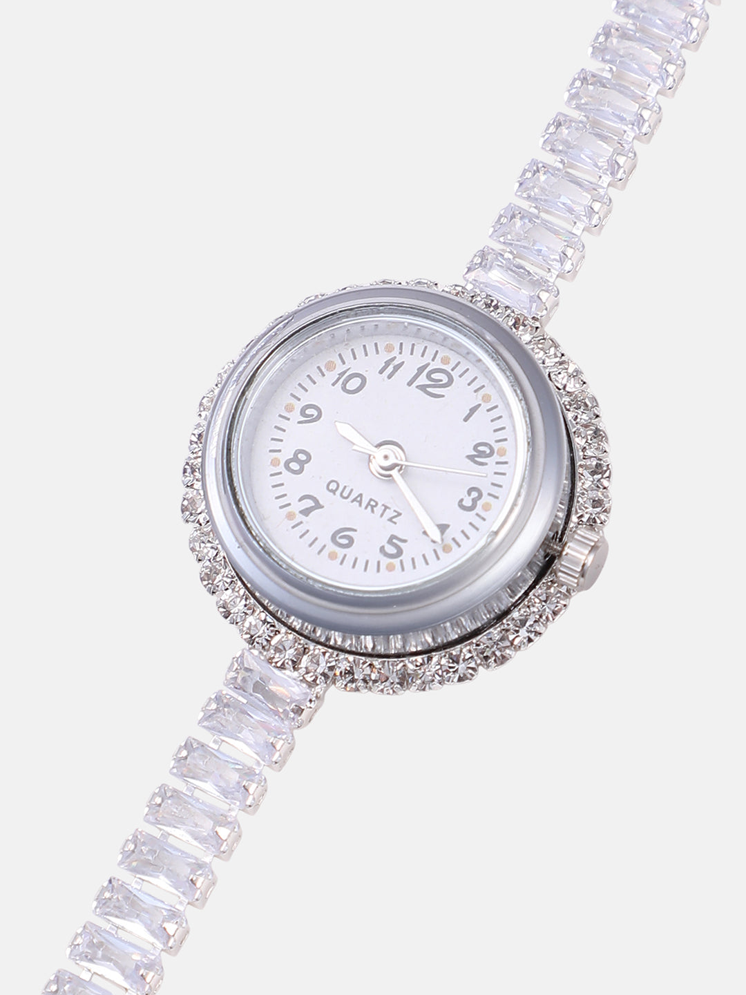 The Crystalized Wrap Round Watch Metallic Silver