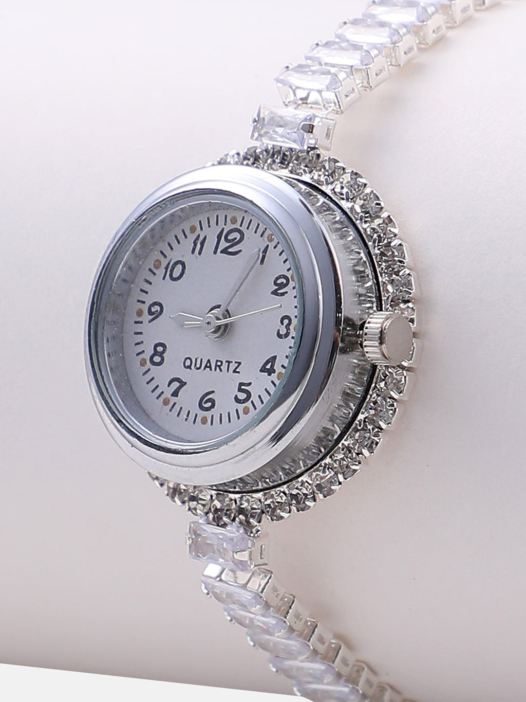 The Crystalized Wrap Round Watch  - Metallic Silver
