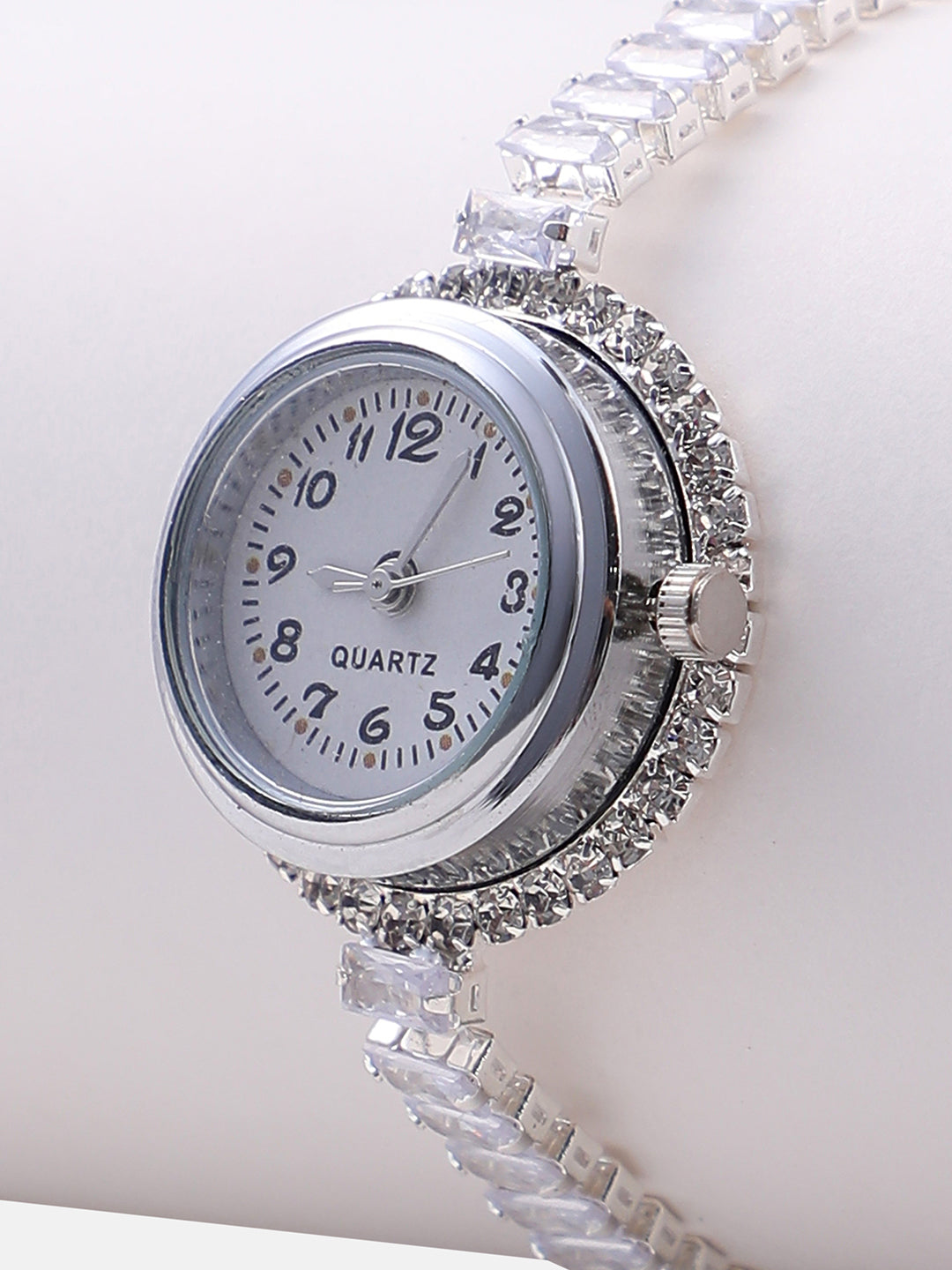 The Crystalized Wrap Round Watch  - Metallic Silver