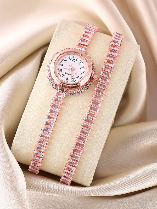 The Crystalized Wrap Round Watch - Rose Gold