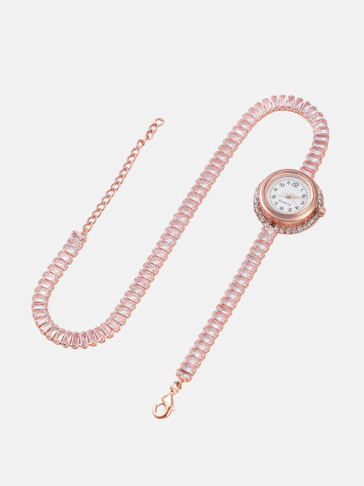 The Crystalized Wrap Round Watch - Rose Gold