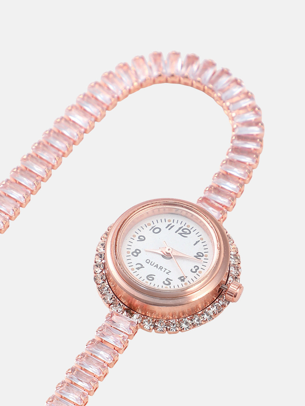 The Crystalized Wrap Round Watch - Rose Gold