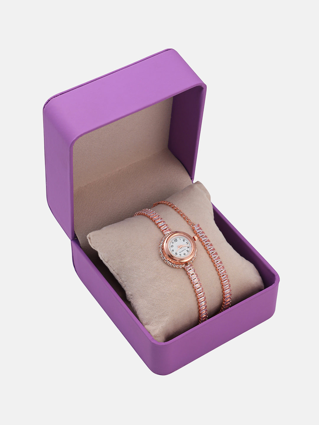The Crystalized Wrap Round Watch - Rose Gold
