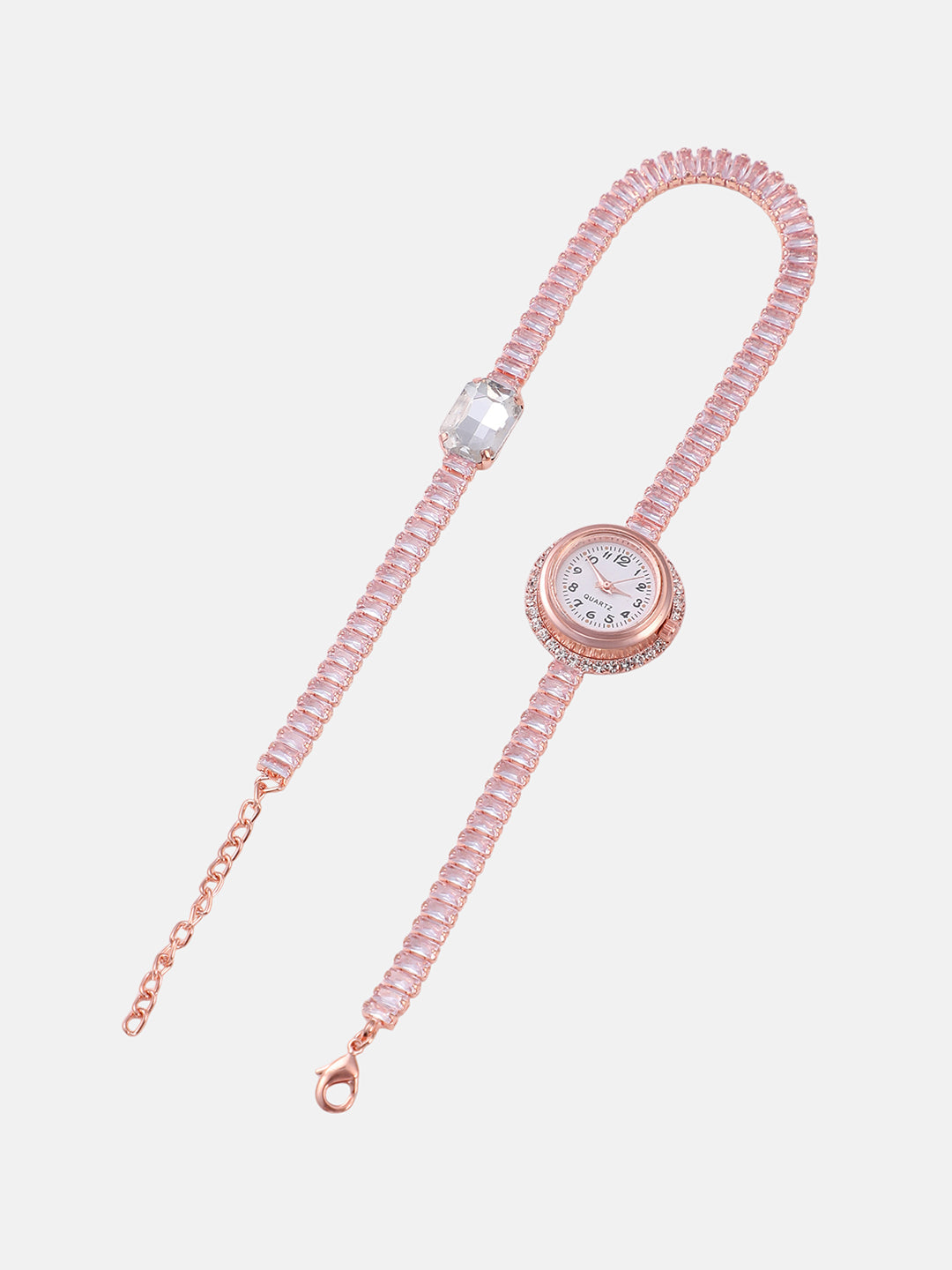 The Crystalized Wrap Round Watch - Rose Gold (Crystal Silver Stone)