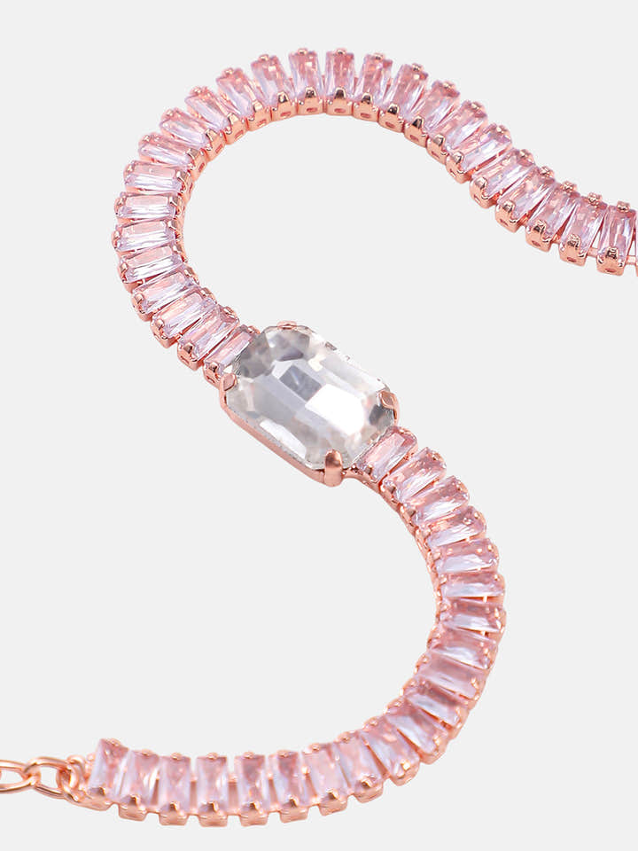 The Crystalized Wrap Round Watch - Rose Gold (Crystal Silver Stone)