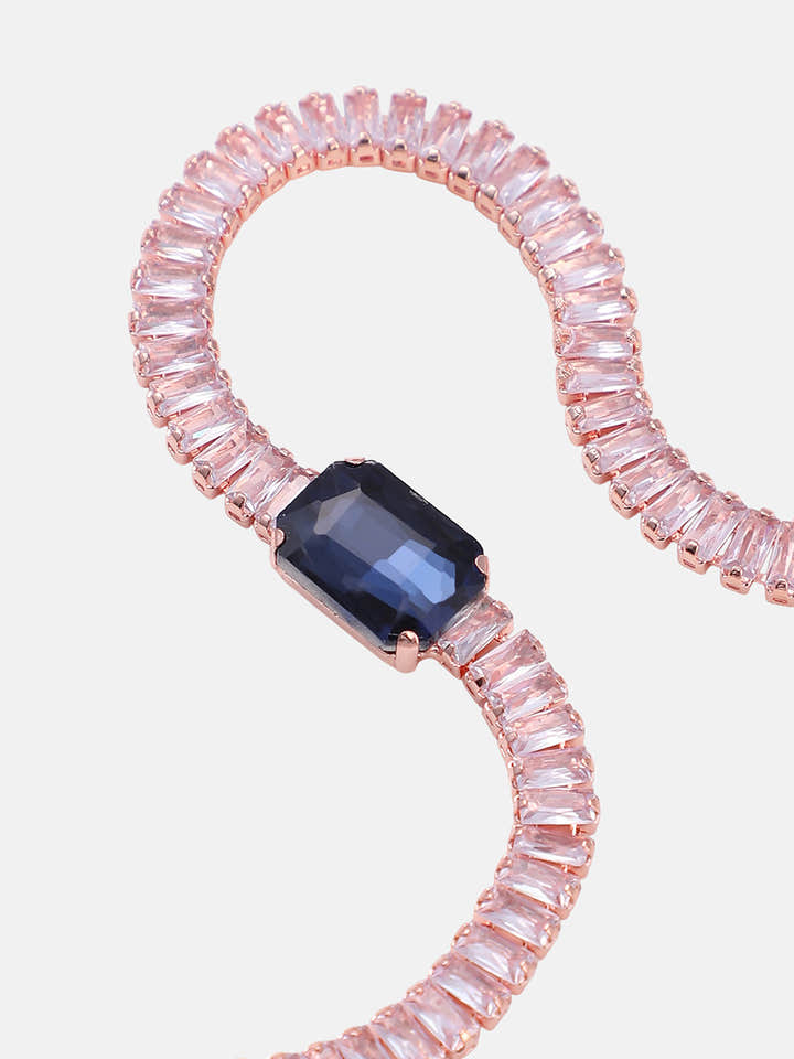 The Crystalized Wrap Round Watch - Rose Gold (Sapphire Blue Stone)