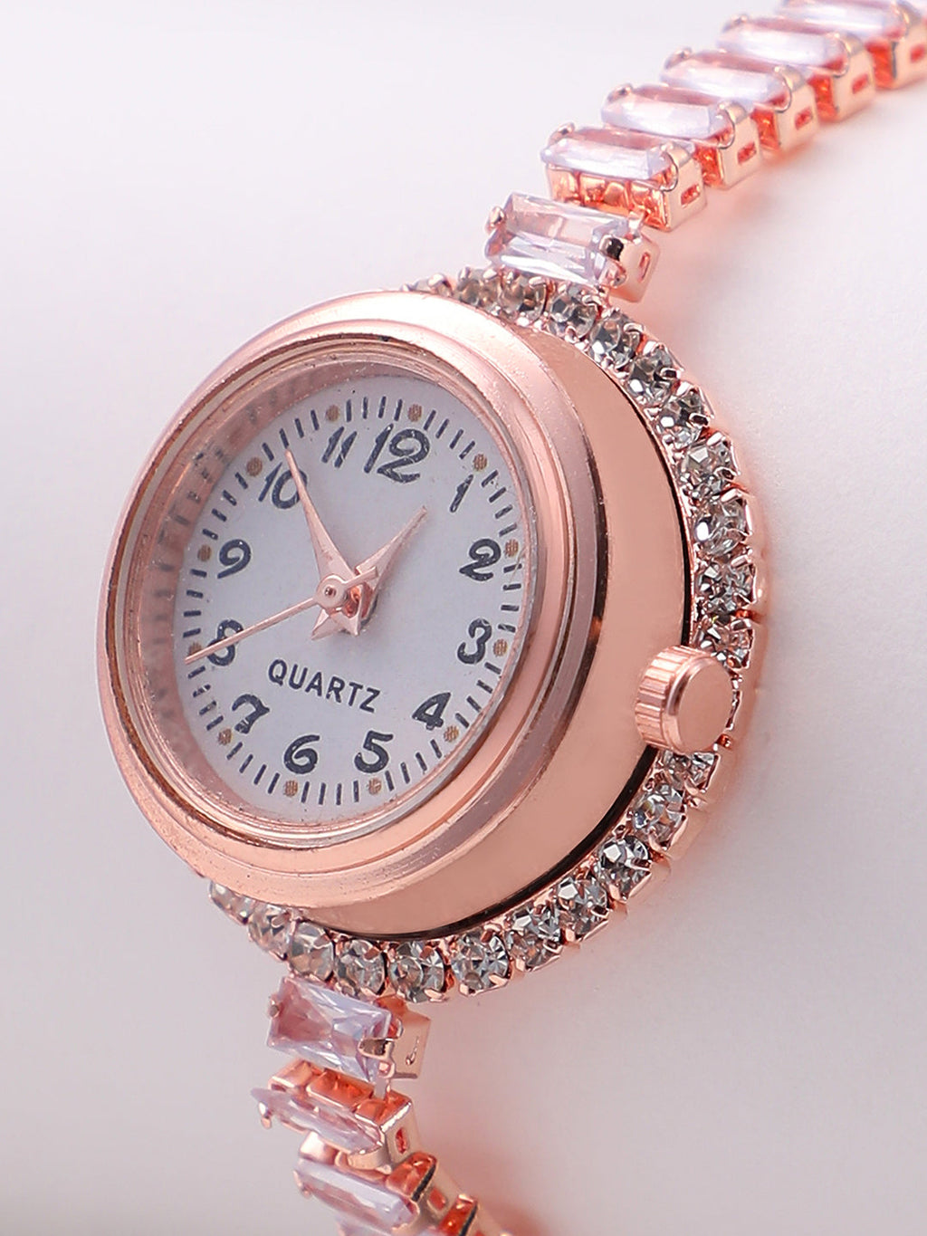 The Crystalized Wrap Round Watch - Rose Gold (Sapphire Blue Stone)