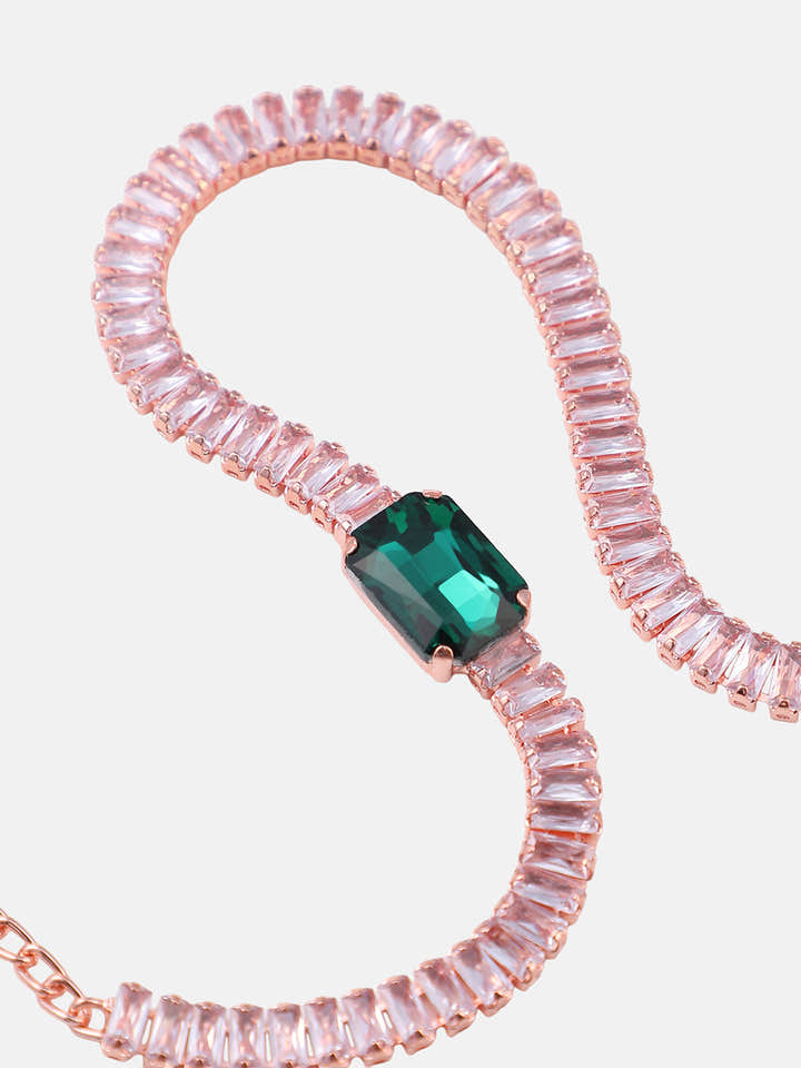 The Crystalized Wrap Round Watch - Rose Gold (Emerald Green Stone)