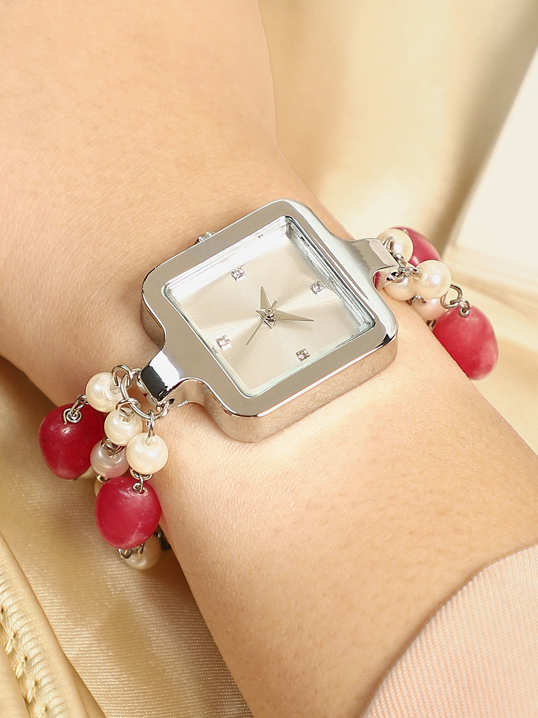 The Begum Square Watch - Ruby Red