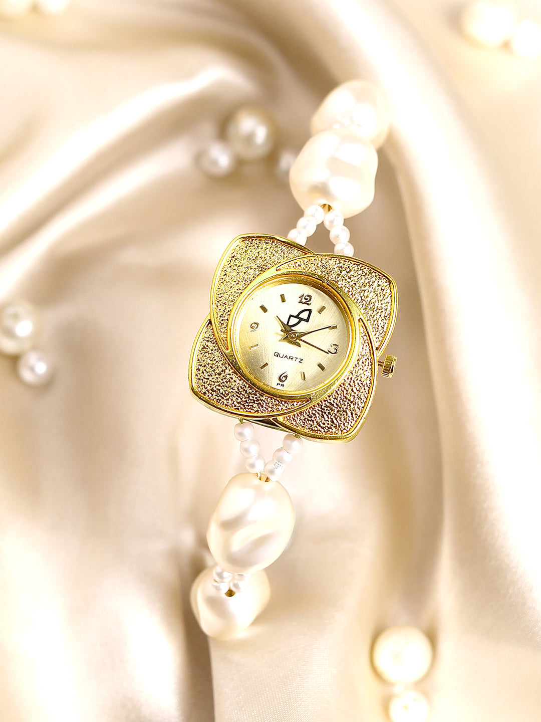 The Flora-Pearl Round Watch - Pearl White