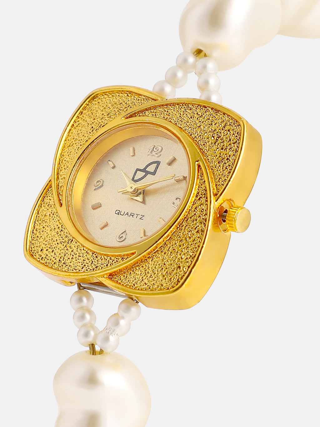 The Flora-Pearl Round Watch - Pearl White