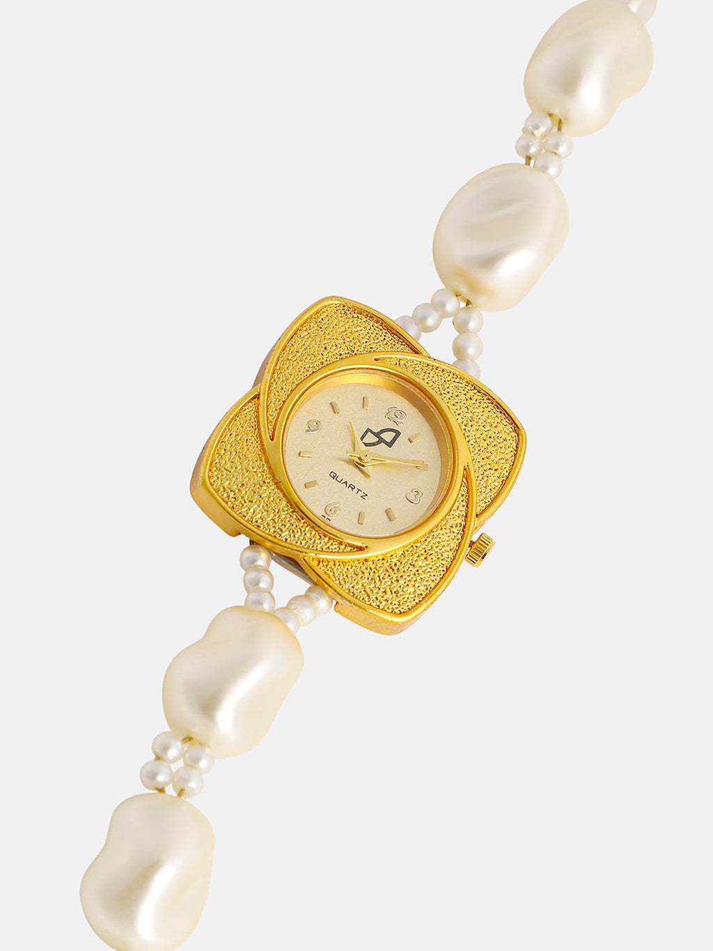 The Flora-Pearl Round Watch - Pearl White