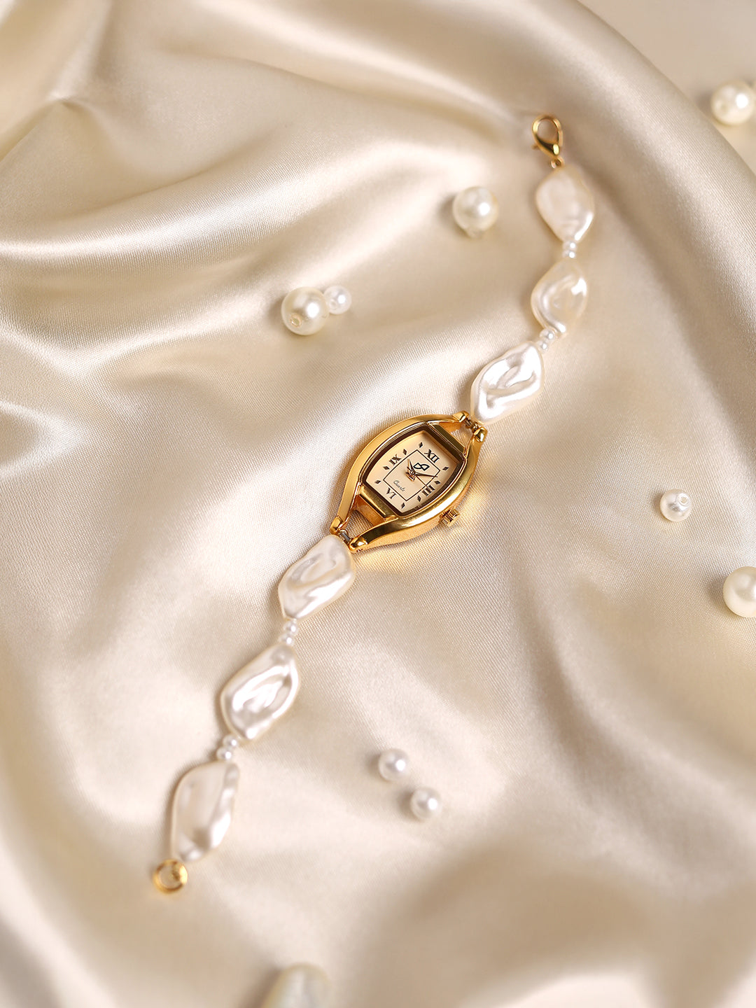 The Nona-Pearl Rectangle Watch - Pearl White