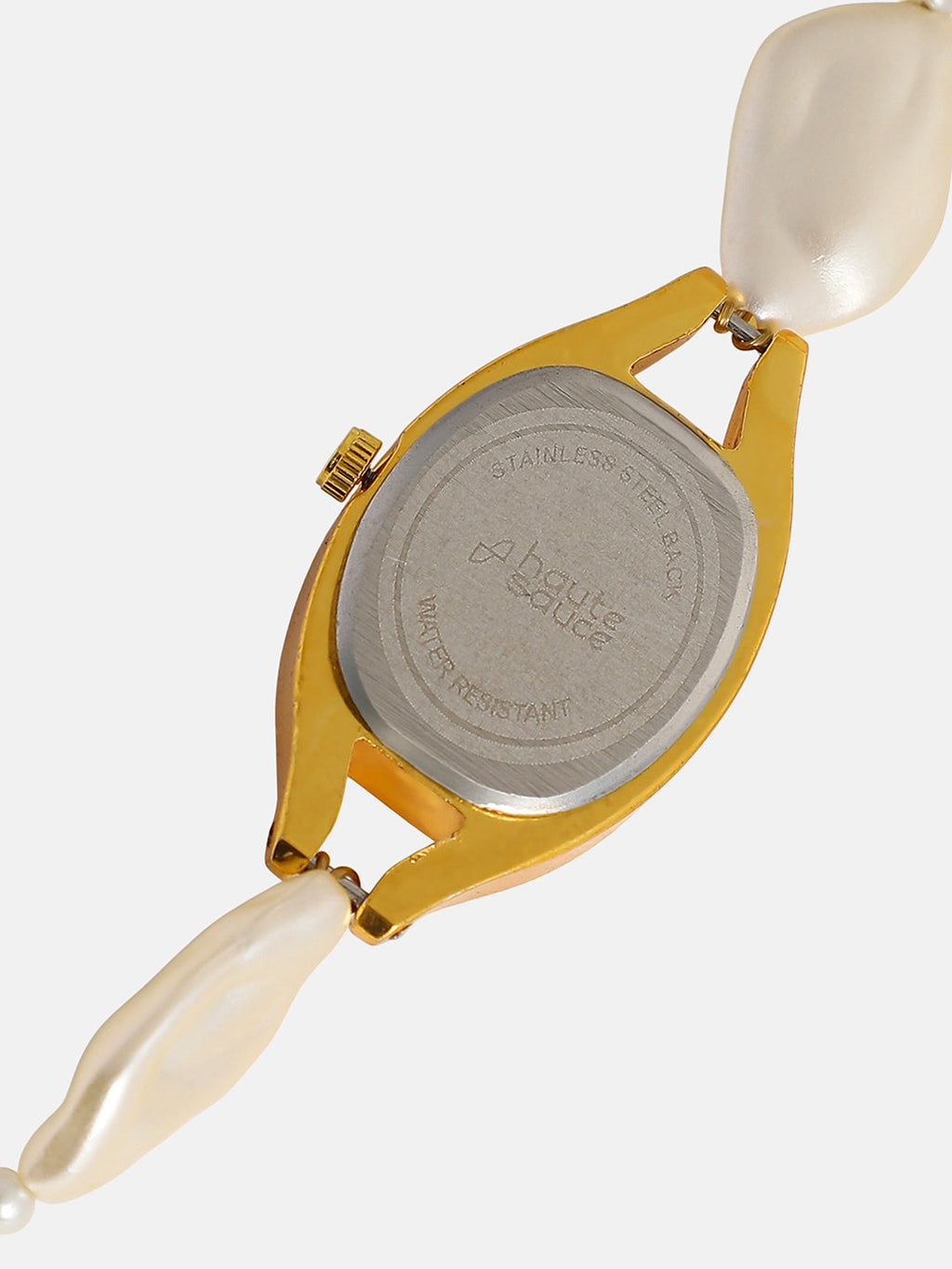 The Nona-Pearl Rectangle Watch - Pearl White