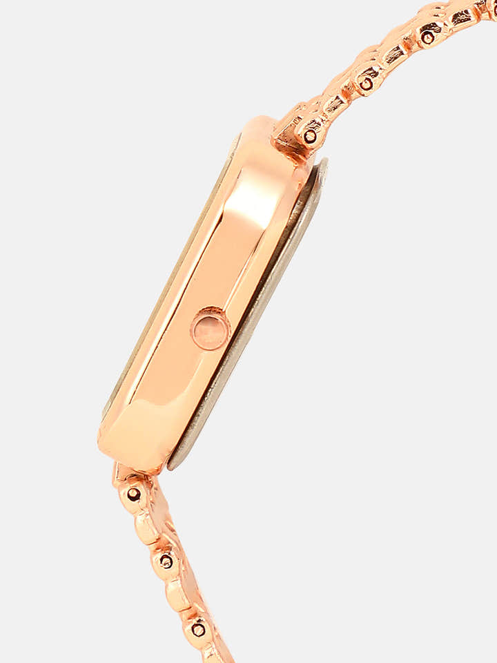 The Dotted-Link Square Watch - Rose Gold