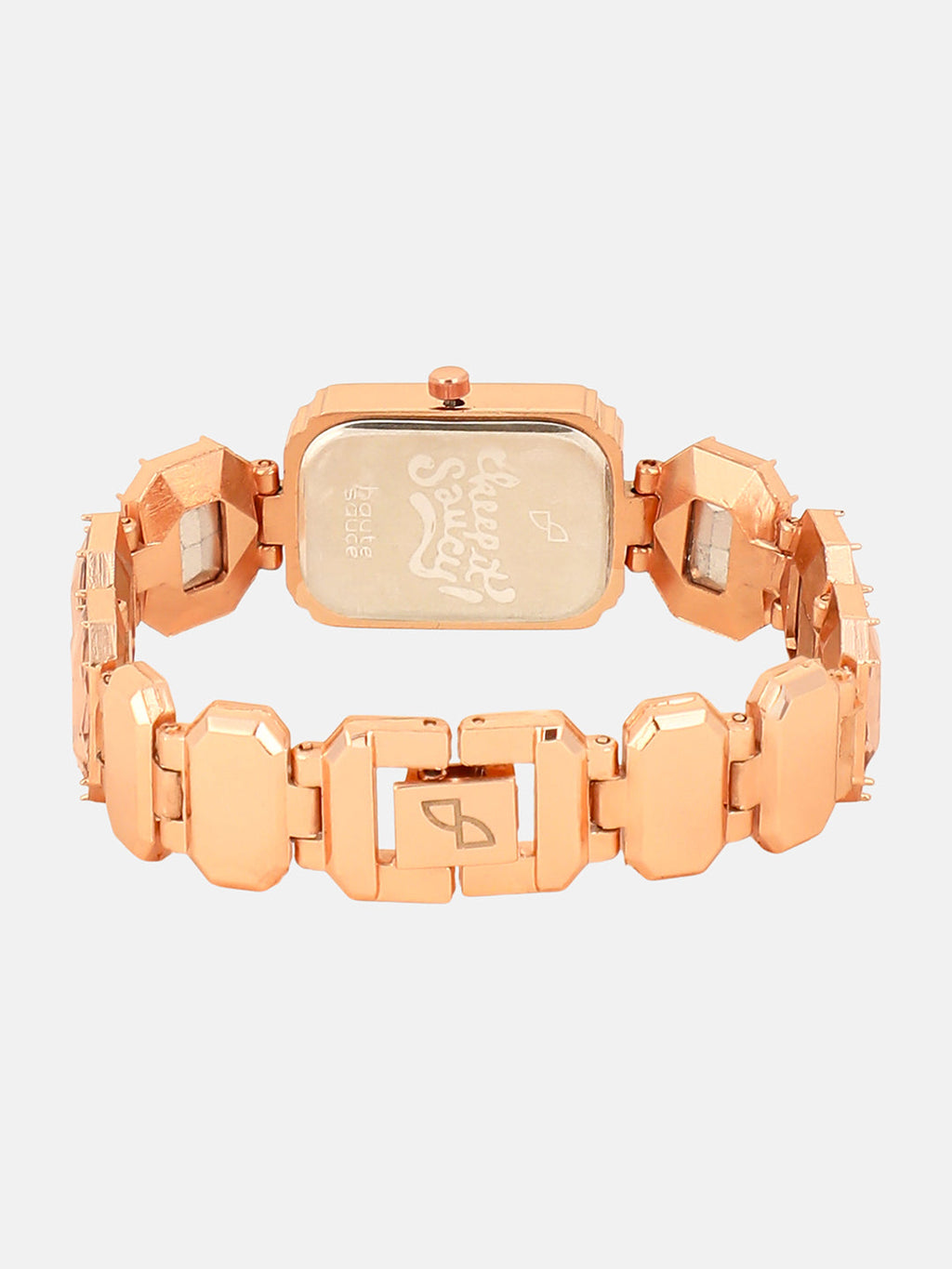 The Stone-Link Rectangle Watch - Rose Gold