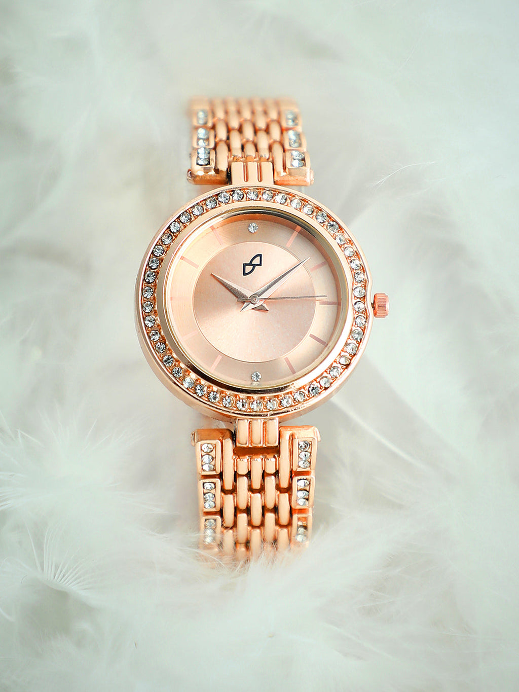The Cristal-Orbit Round Watch - Rose Gold