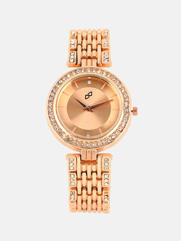 The Cristal-Orbit Round Watch - Rose Gold