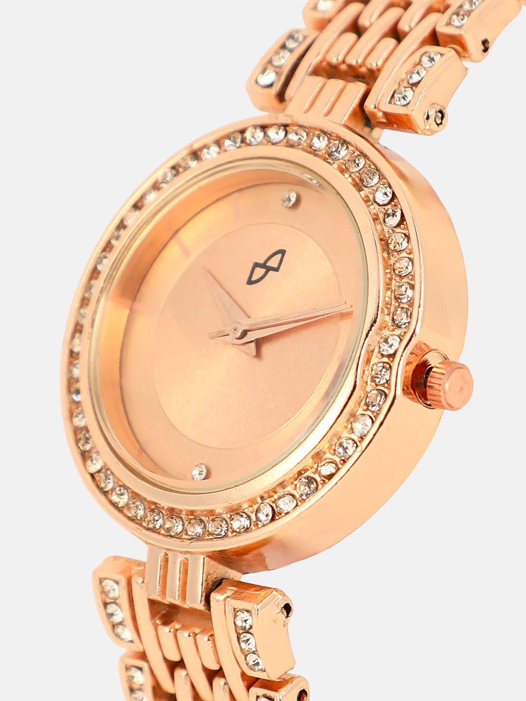 The Cristal-Orbit Round Watch - Rose Gold