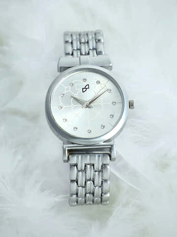 The Daily H-Link Round Watch - Metallic Silver
