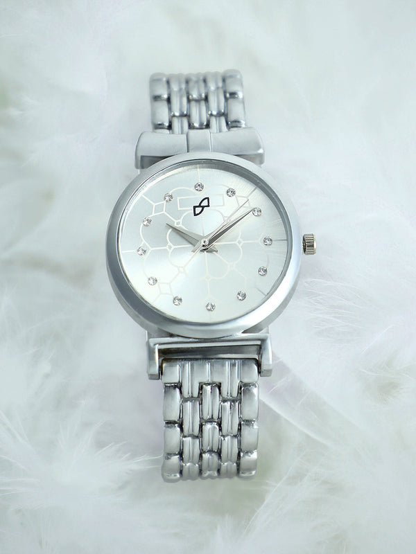 The Daily H-Link Round Watch - Metallic Silver