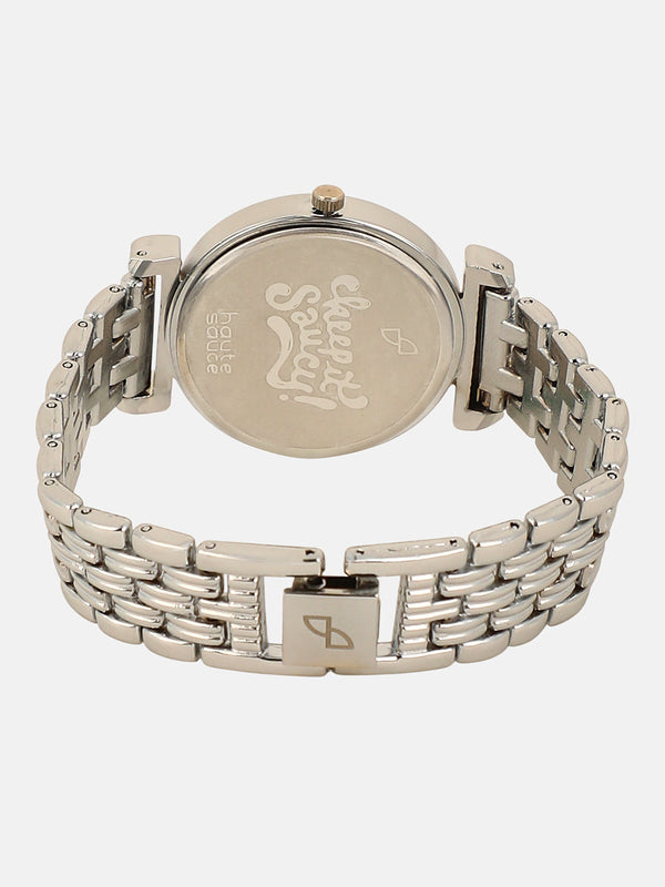 The Daily H-Link Round Watch - Metallic Silver